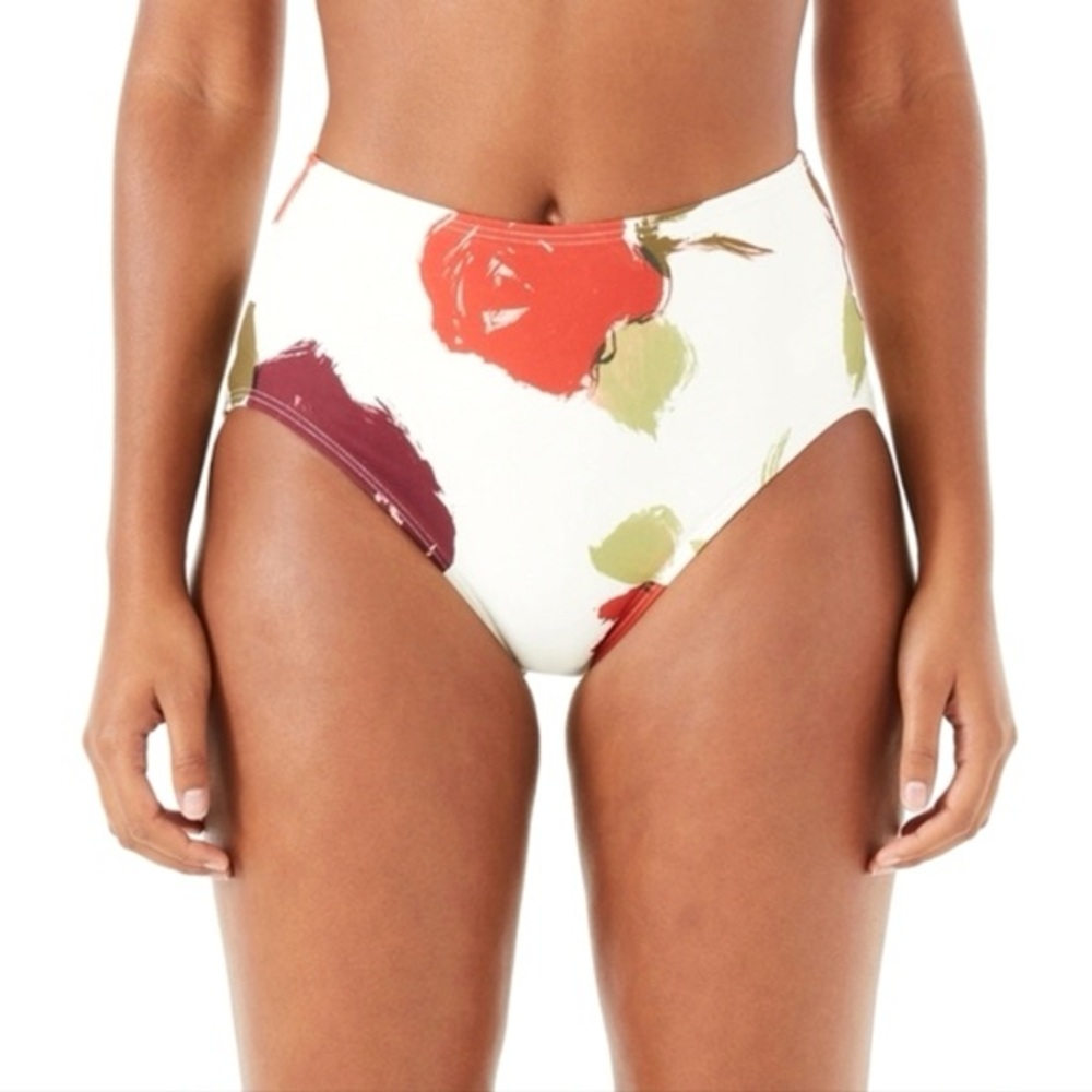 kate spade new york Floral Print High Waist Classic Bikini Swim Bottom Just Rosy
